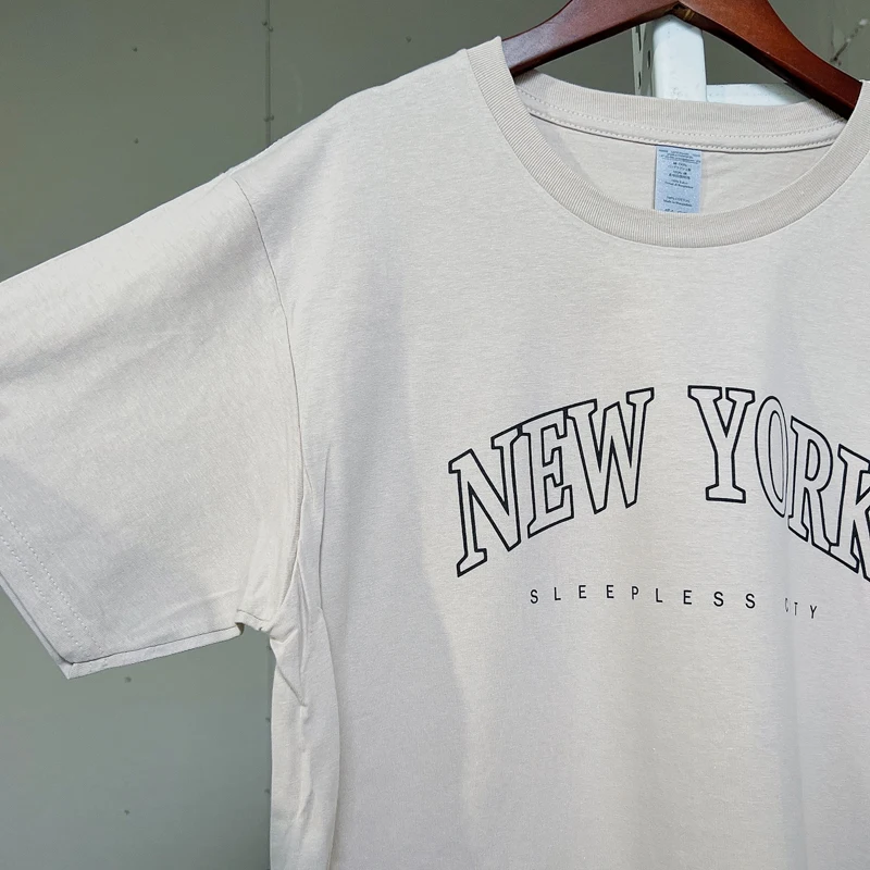 

80s 90s American Vintage New York City Printed Women Graphic Tees White Cotton Oversized Style T Shirt Ins Fashoin Tops