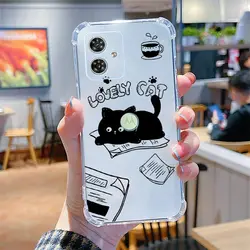 Naughty Cat Transparent Phone Case - Playful Feline Design Cover - MOTO G42 4G (SJFS - 202)