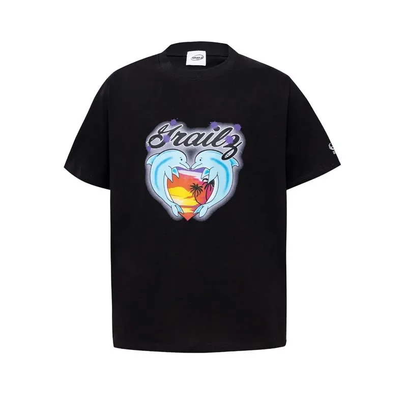 

New Arrival Men Grailz Dolphin T Shirts T-Shirt Hip Hop Skateboard Street T-Shirts Tee Shirt Top kenye Loose Size #752