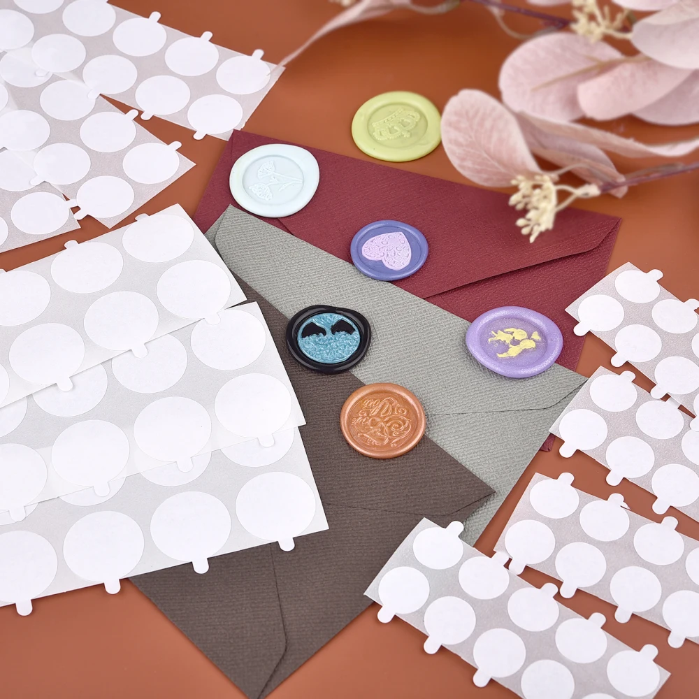 Description Picture 2 of item50PCS Seal Wax Stamp Stickers Self Adhesive Double Sided Round Circle Discs For Envelope Wax Sealing Stamp Candle Wick Making