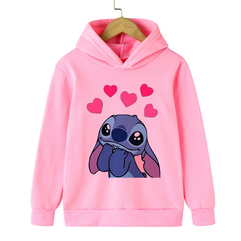 Y2k Kawaii Christmas Disney Stitch Hoodie Children Cartoon Clothes Kid Girl Boy Lilo and Stitch Sweatshirt Hoody Baby Casual Top 5