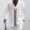 2024 New autumn Men's Set Loose Casual Sports Suit High-quality Jacquard V-neck Long-sleeved trousers Two-piece Men's Clothing 3