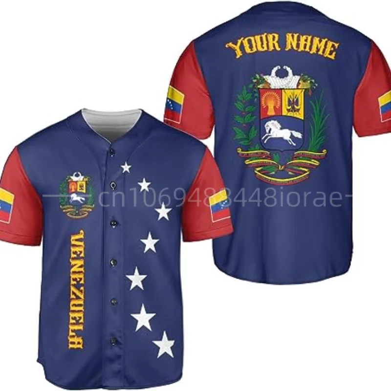 2023 Flag of Venezuela Baseball Jersey 3D Printed Men's Women's Summer  V-Neck Custom Name T-shirt - AliExpress