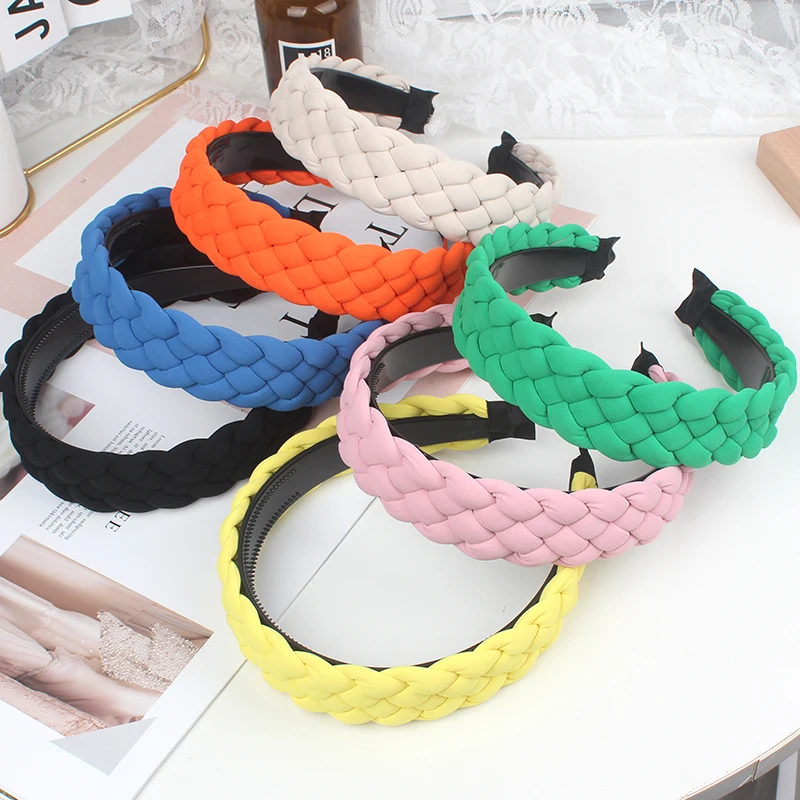 New Fashion Women Headband Braided Headwear Fresh Spring Color Hairband Non-slip Teeth Turban Hair Accessories design mouse coil spring cat toys scratching pad sharpening claws teeth sturdy bite resistant scratchboard