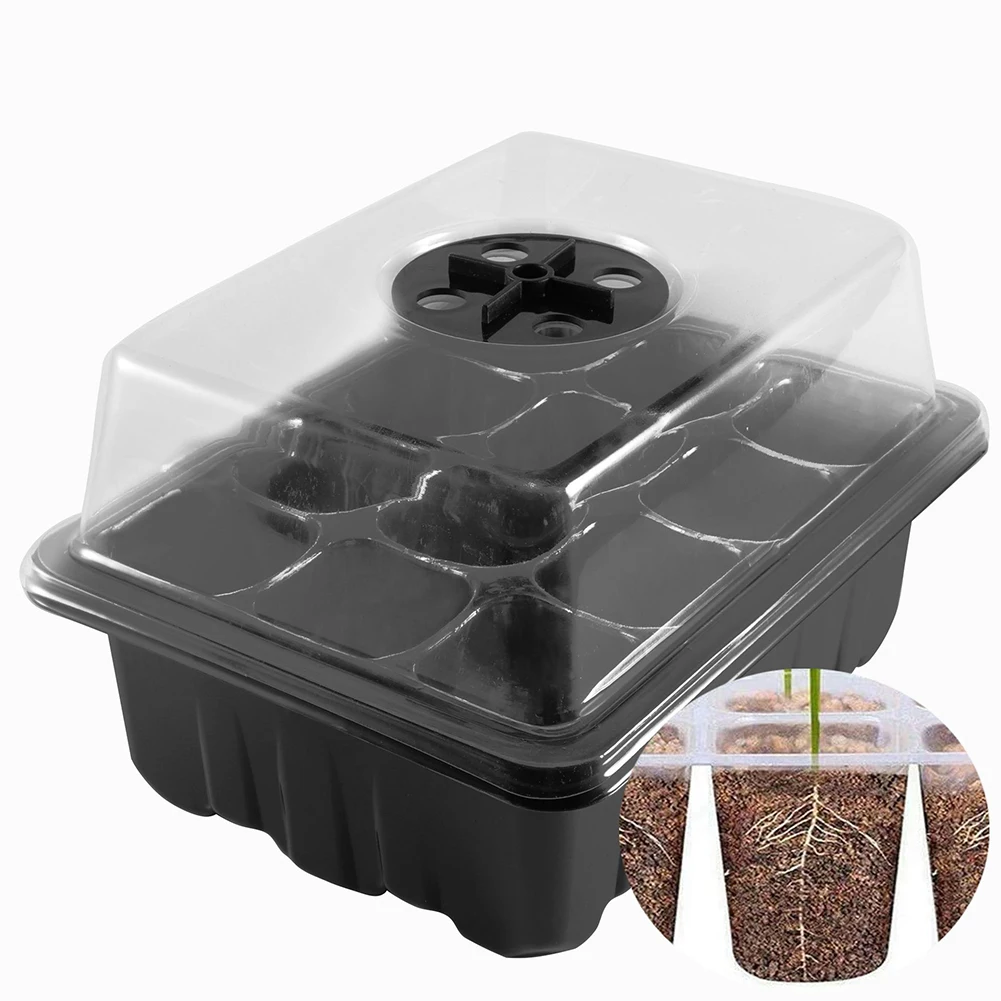 12 Holes Plant Germination Starter Tray Stackable Succulent Propagation Tray Mini Greenhouse Germination Tray for Plant Growing