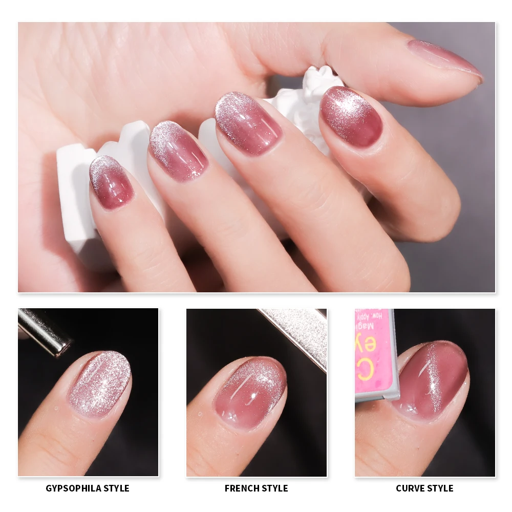 Limegirl 8ml Cat Eye Nail Gel Polish Set Shiny Magnetic Gel Polish Galaxy Chameleon Effect Nail Gel Soak Off Salon Manicure Kit 6