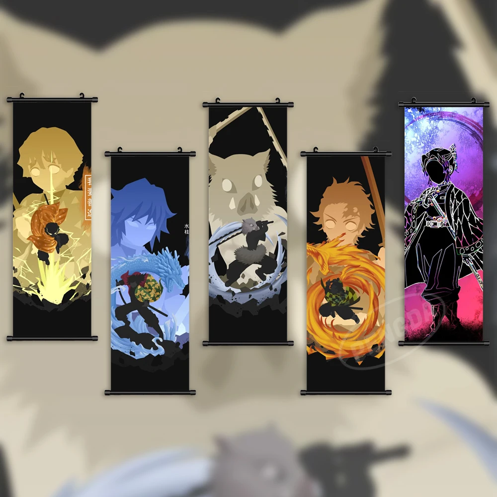 

Wall Art Anime Canvas Demon Slayer Pictures Akaza Painting Print Poster Agatsuma Zenitsu Hanging Scrolls Nezuko Home Decoration