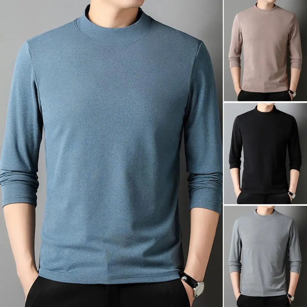 Men Tops Basic Turtleneck Slim Sweater Stylish Breathable Solid Color Keep Warm Long-sleeve Elegant Top Sweater Pullover Jumpers