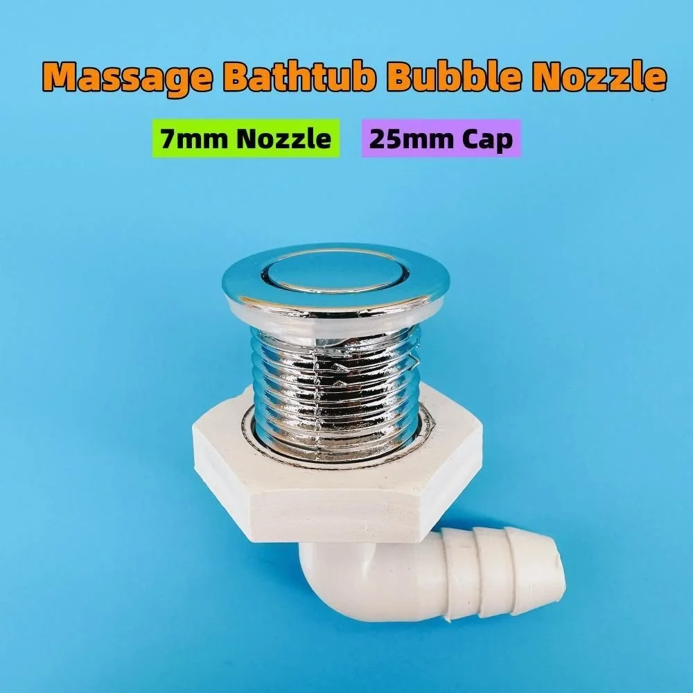 7mm Nozzle 25mm Cover Ultra-thin Curved Bathtub Bubble Nozzle Chromed Cap PVC Base Hot Tub Air Jet Massage Bathtub Jet plumbing tool massage bathtub air jet