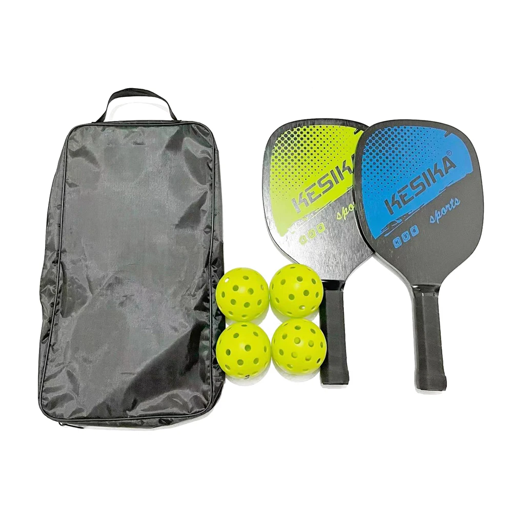Ball Sports Pickleball Paddle Set Pickleball Rackets Ball Set 2 Rackets 4 Balls with Carrying Bag For Men Women