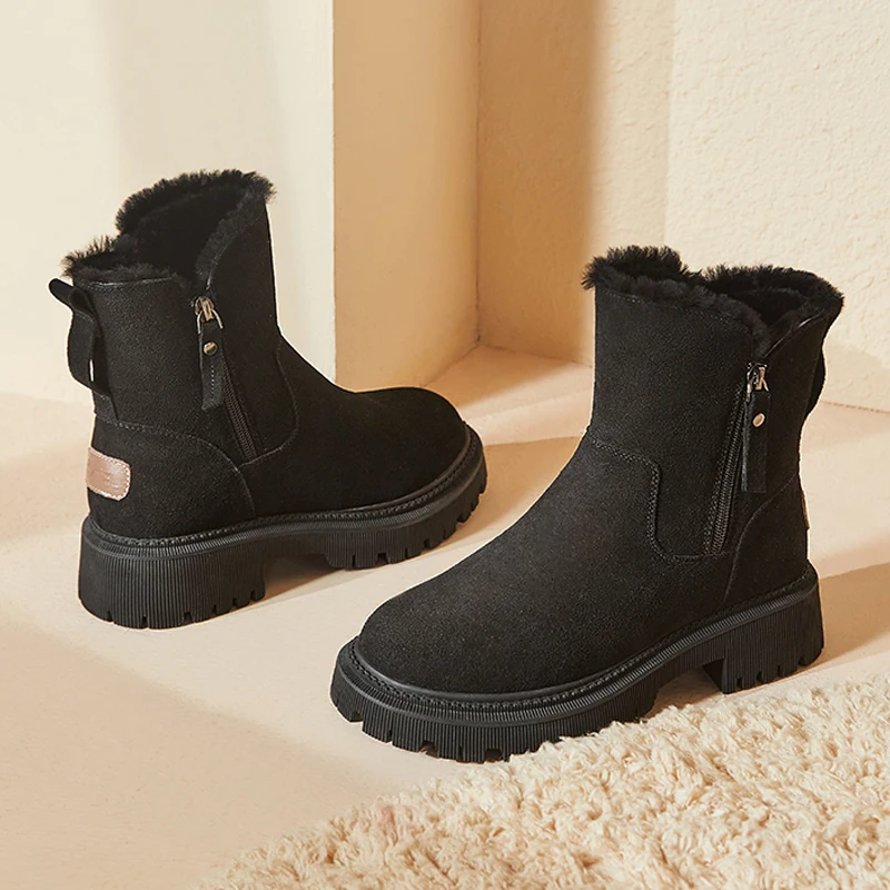 Women's Boot Women's Comfortable and Elegant  Shoes Wedge Heel 2023 Winter New Platform Ankle Boots Chocolate Brown Aneekh Shoes