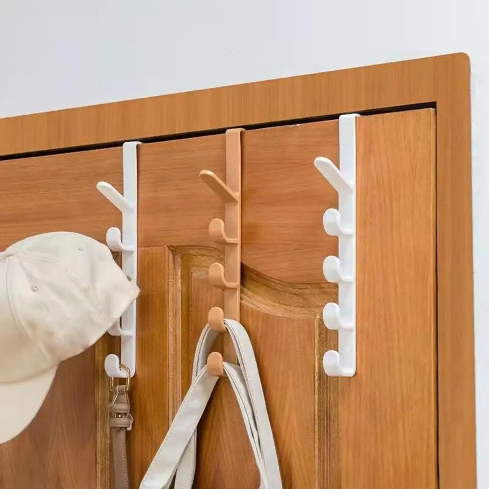 

Over The Door Plastic Coat Hook Space-saving Minimalistic Punch-free Cabinet Wall Hook Clothes Bags Hat Organization Rack