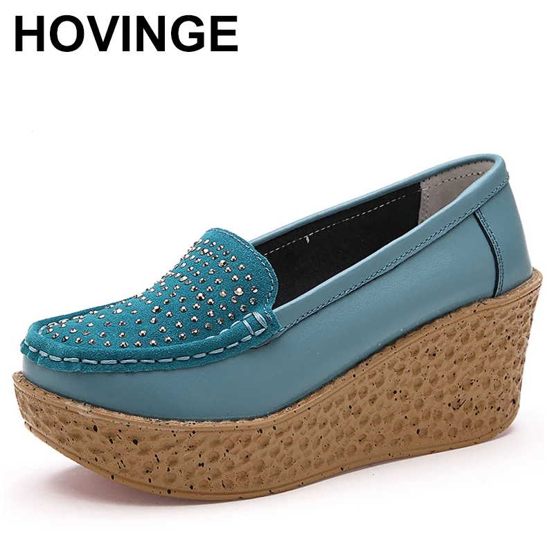 

Женские мокасины на платформе без застежки, однотонные туфли из искусственной кожи для женщин среднего возраста