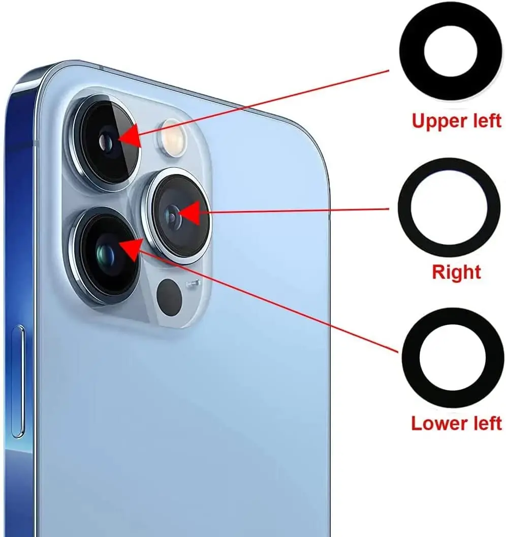 1 Set Sapphire Crystal Back Rear Camera Lens Glass For iPhone 11 12 13 mini Pro Max Repacement with Blue light free Tape & tools