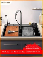 Nano Stepped Sink 304 Stainless Steel Vegetable Wash Basin High PressureCup Washer Coffee Shop Wine Bar Sink Kitchen Sink 1