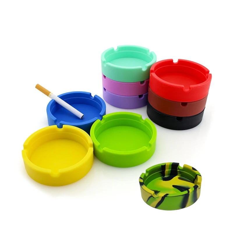 Heat Resistant Silicone Ashtray Light Circular Ashtray Fluorescent Smoke Outdoor Portable Cigarette Case Drop Creative Ashtrays silicone ashtray