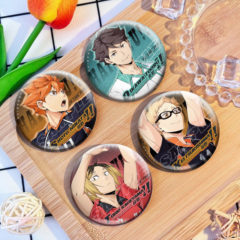 Haikyu!! Volleyball Boys Double Flash Bar Chi Anime Peripheral Fandom Hinata Shoyo and Kawa Tetsu Kageyama Tobio Badge Brooch