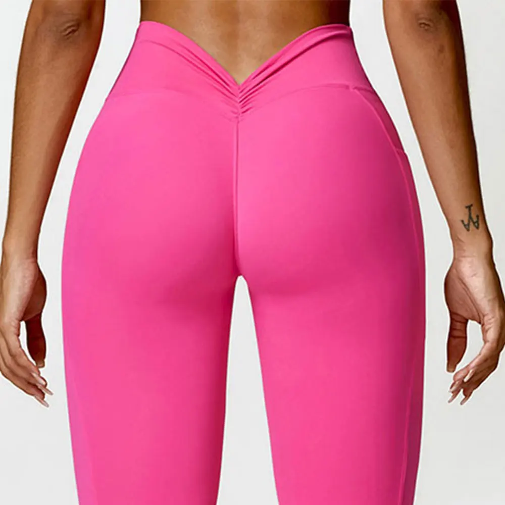 Yoga Tights Beautiful Hip Back V Leggings Women's High Waist Hip Lifting Honey Peach Hip Sports Gym Runing Fitness Pants 2
