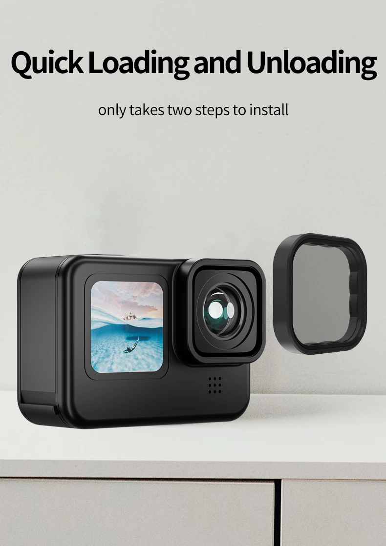 Description Picture 5 of itemTELESIN ND8 ND16 ND32 CPL Lens Filter Set Aluminium Alloy Frame for GoPro Hero 9 10 11 12 Black Action Camera ND CPL Lens