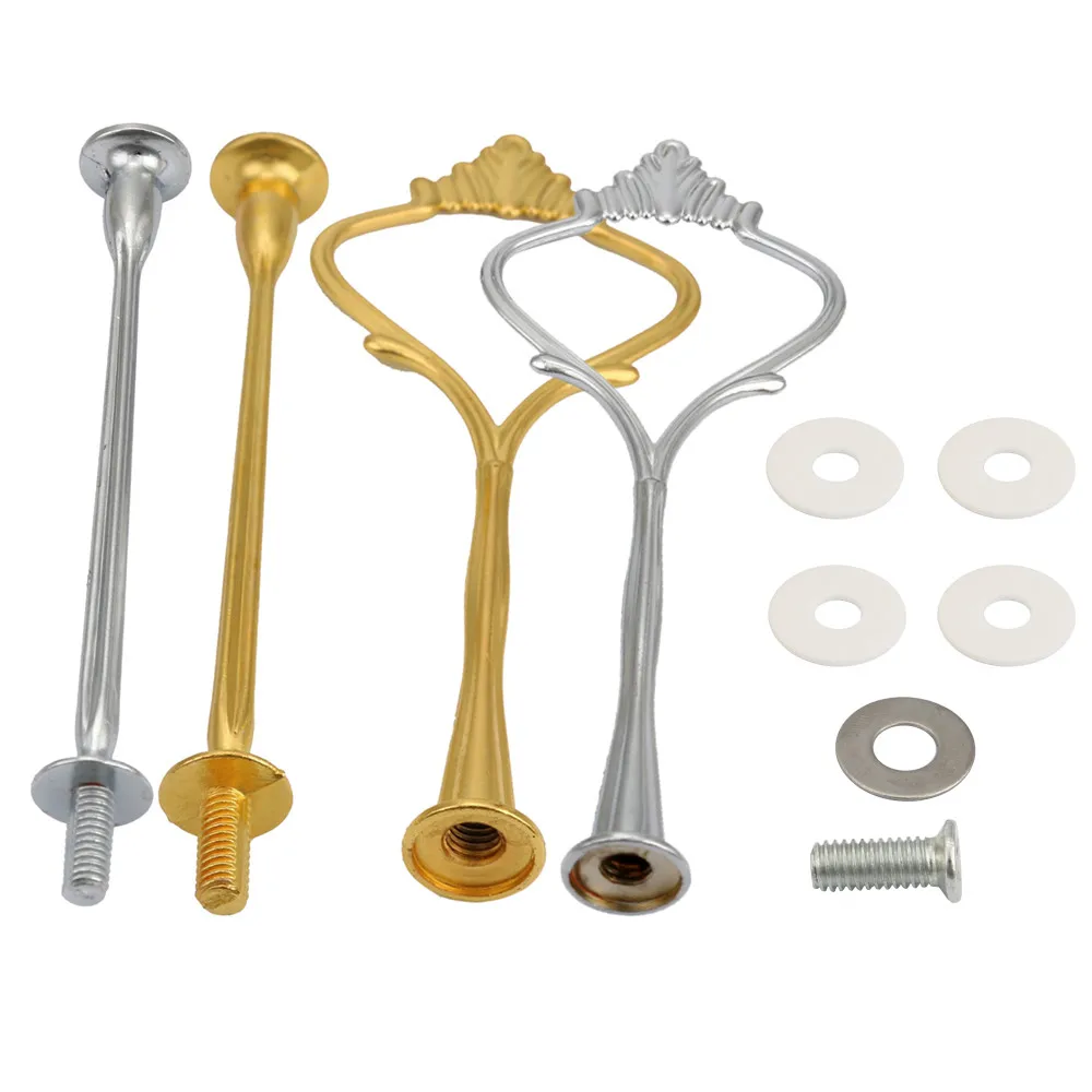 Metal Crown 2 Tier Cake Cupcake Plate Stand Handle Hardware Fitting Holder Cakes Holder Dish Pole 2 Layers
