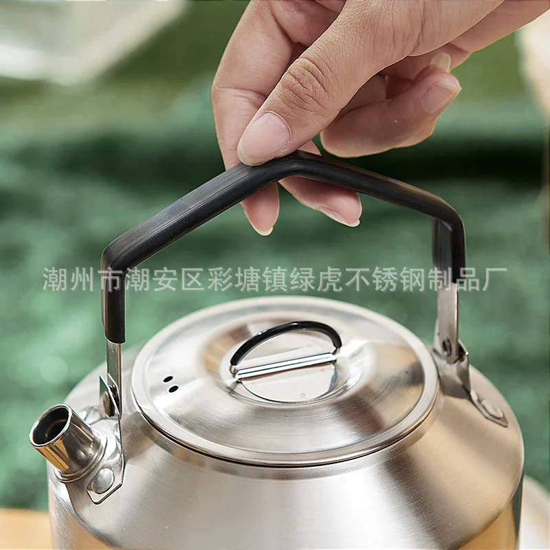 Large Capacity Outdoor Camping Kettle Coffee Pot 304 Stainless Steel Gas Tea Pot Bottle Kitchenware Frying Pan Grill BBQ