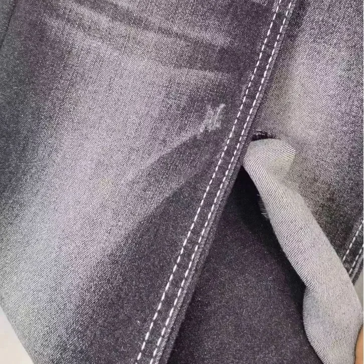 12-Stand Double-Core Bamboo Denim Fabric Black Thick Stretchable Vertical Denim Material for Clothing And Accessories