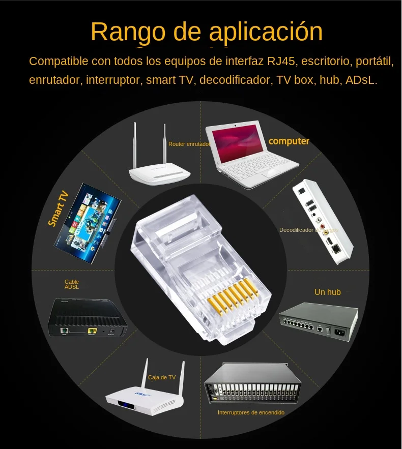 Gold Plated Ethernet Cable Modular Plug Connectors for PC Network