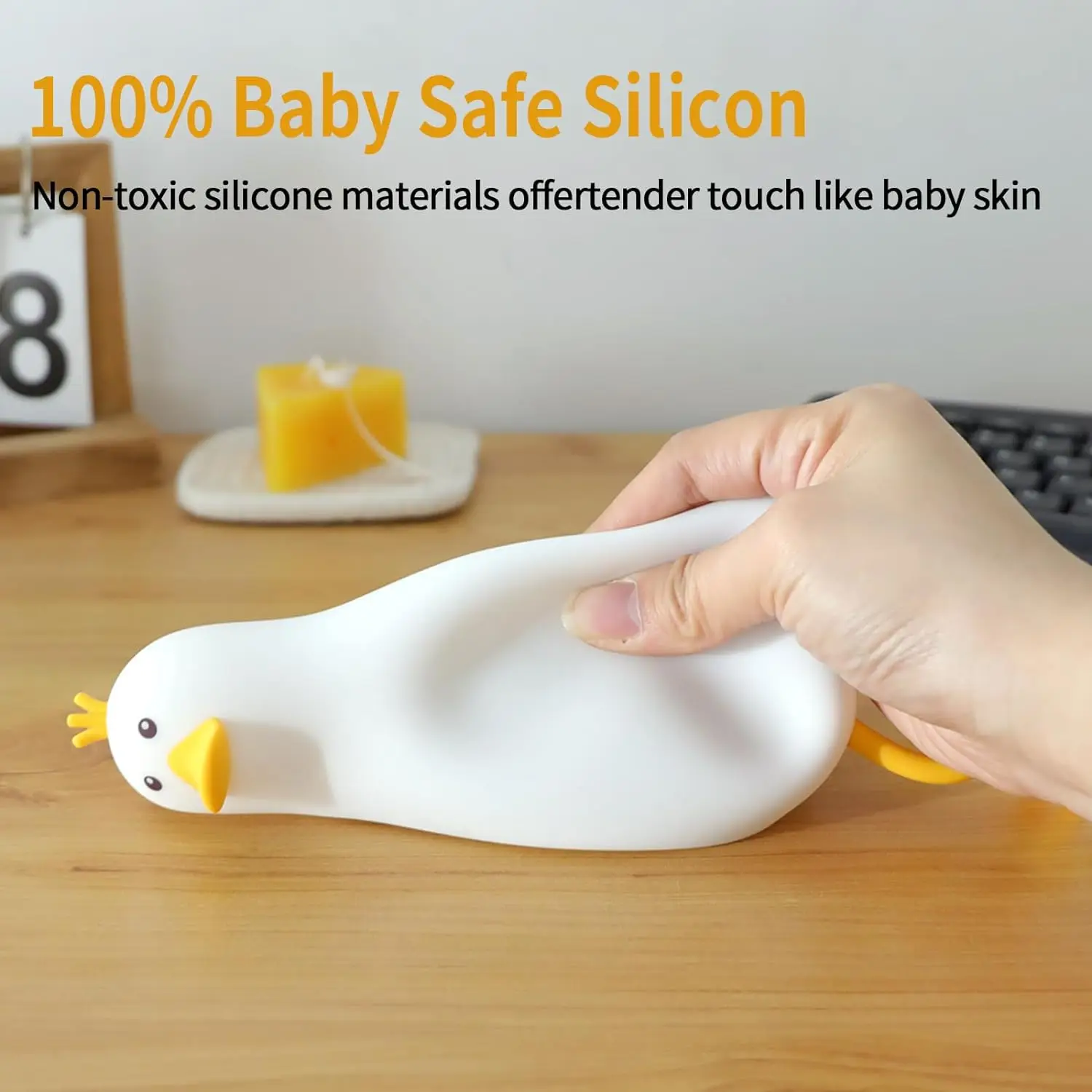 Cute Duck Night Light LED Squishy Fun Novelty Animal Touch Night Lamp 3 Level Dimmable Nursery Nightlight for Kids Baby Gifts