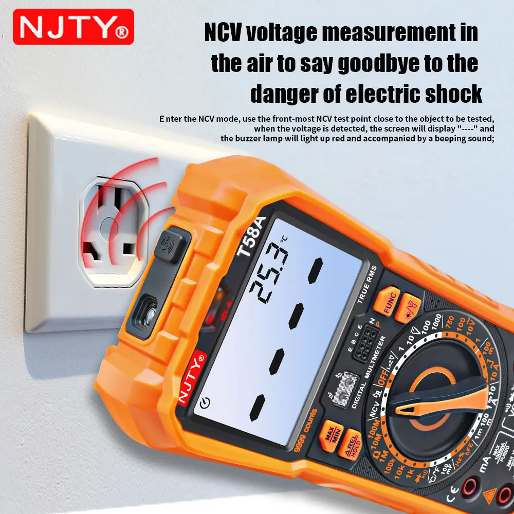 TY T58A/B NCV Digital Multimeter 9999 words Auto Ranging AC/DC