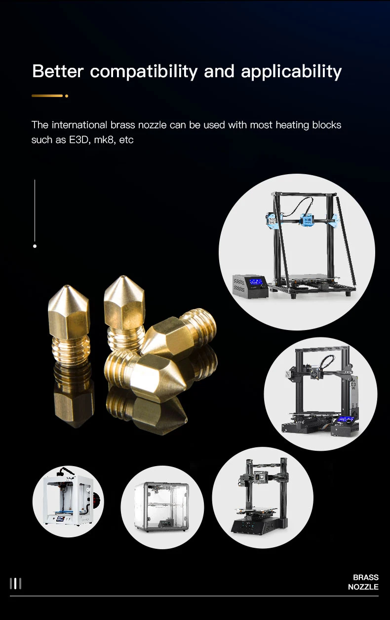 Creality offizielle 3d drucker 5 stücke messing düse 0,4mm + 5 stücke heiz block silikon abdeckung für Ender-3 serie/ender 5 serie – Detail 4