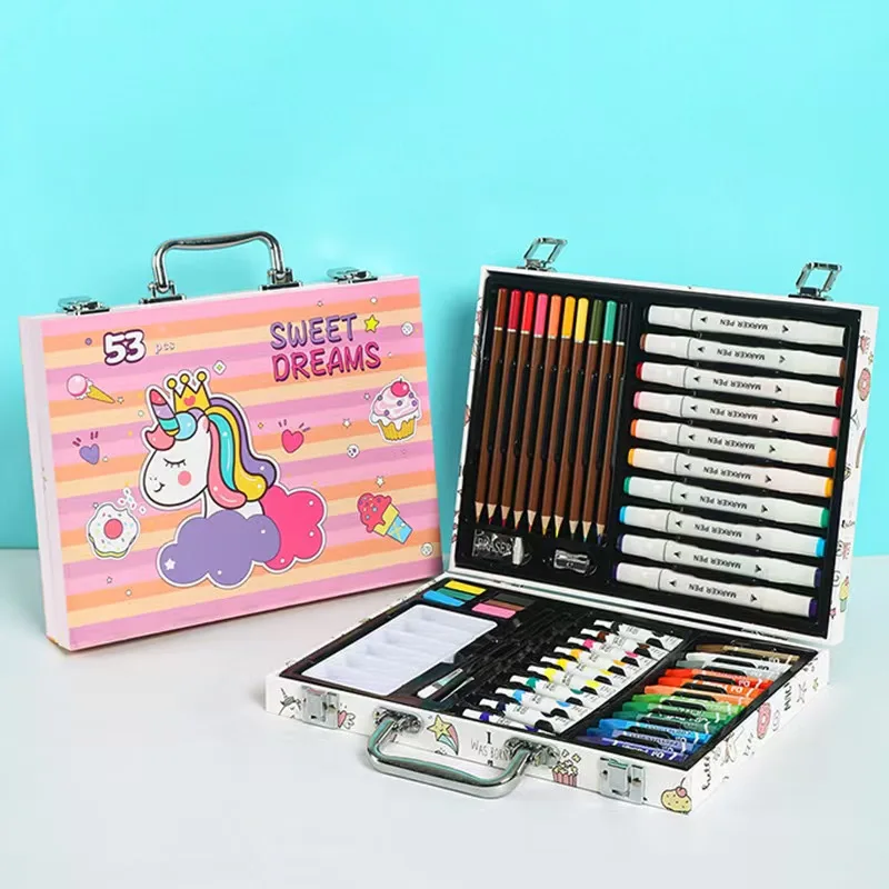 Children's Painting Full Set Brushes Art Tools Gift Box Set Developing Children's Create Draw Interests Art Supplies 53pcs set