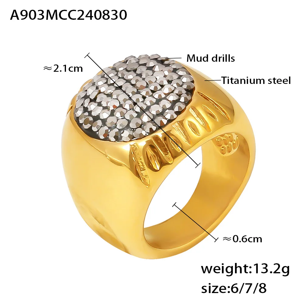 Strass lucidi di lusso Bellissimi anelli per le donne Anello in acciaio inossidabile impermeabile placcato oro Esagera il regalo dei gioielli con le dita - immagine 6