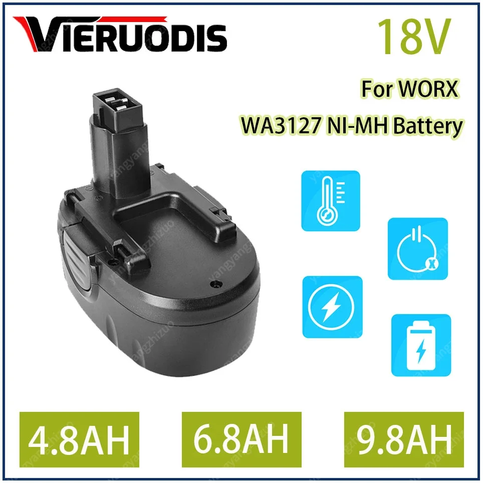 

Для беспроводного электроинструмента WORX WA3127 18V Ni-MH 4.8AH 6.8AH 9.8AH Замена батареи WA3152 WG150s WG152 WG250 WG541 WG900 WG901