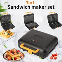 3 in 1 Breakfast Maker Electric Sandwich Maker Waffle Maker Steak Maker Perfect for Cooking Grilled Cheese Burger Steak 1
