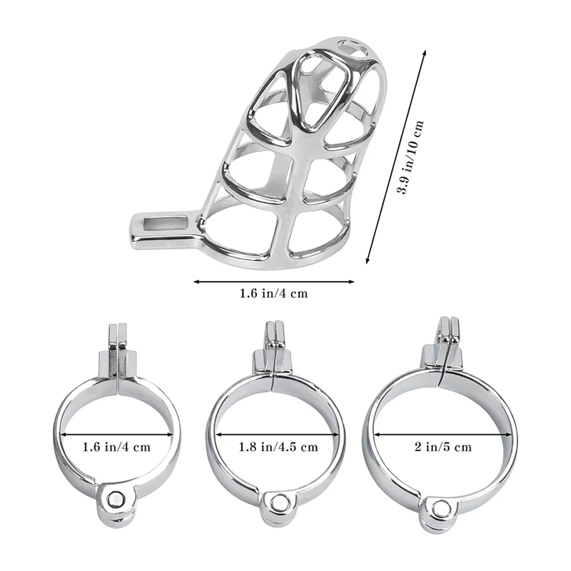 Adjustable Male Chastity Cage Metal Penis Lock, Anti-Cheating Device with 3 Cock Rings & Urethral Plug BDSM Restriction Toys