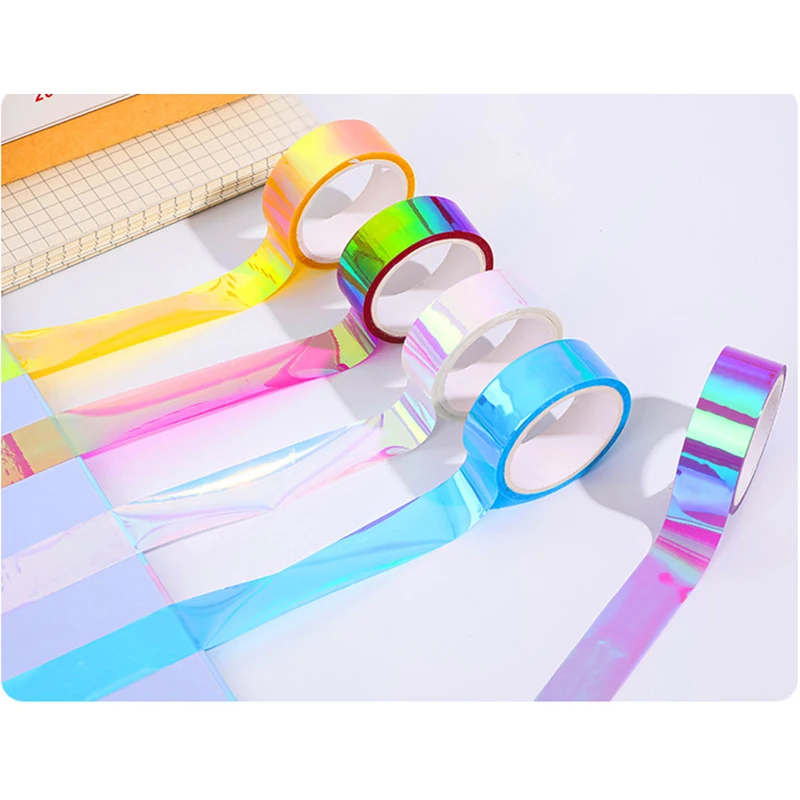 Rainbow Holographic Colored Masking Tape Laser Glitter Washi Tape  Decorative Adhesive Masking Scrapbooking Album Stationery Tape - AliExpress