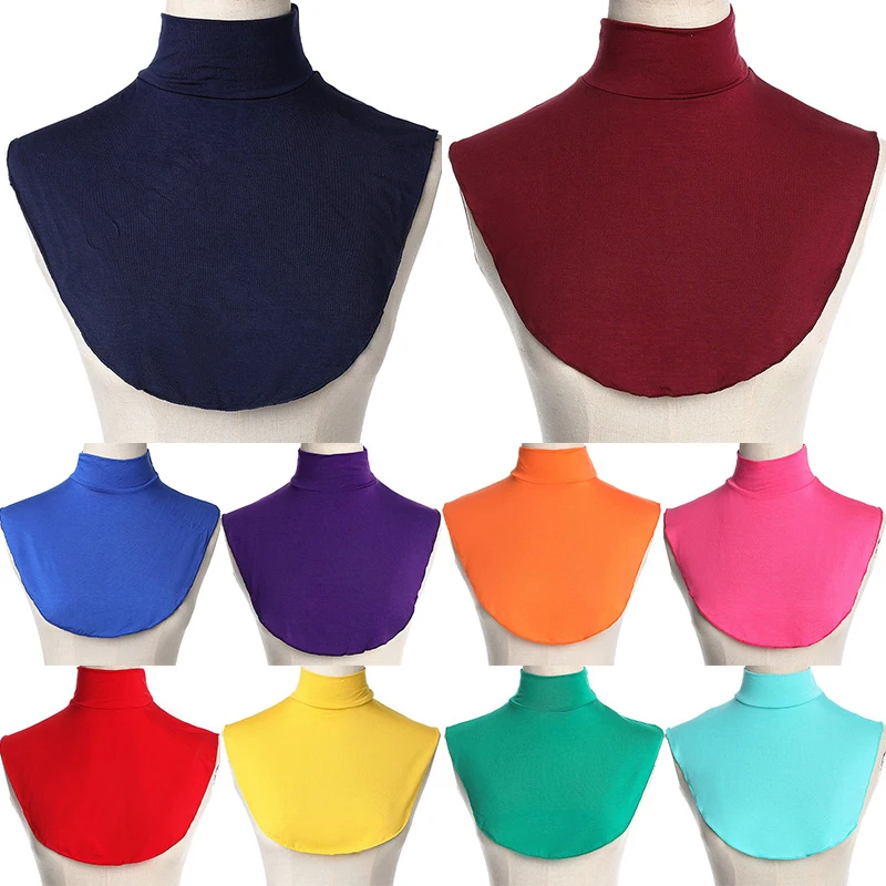 Soft modal Turtleneck Fake Collar Islamic Hijab Extensions Collar Candy Color Neck Cover sweater T shirt Detachable Fake Collars women knitted fake collar decoration female shoulder wrap blouse detachable shirt collar sweater false collars lapel top decor