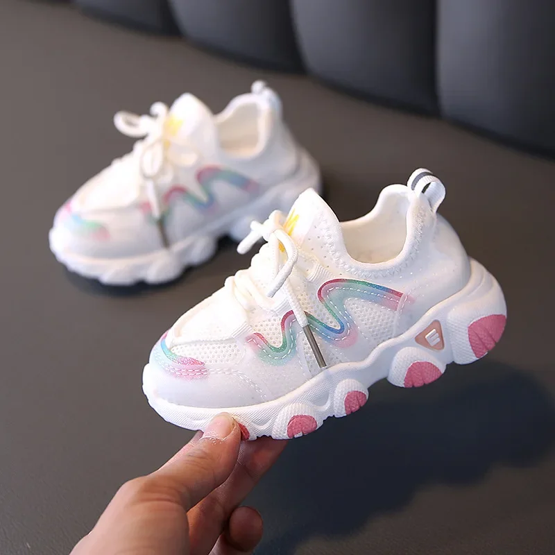 Spring Children Sport Shoes Breathable Soft Bottom Non-slip Casual Sneakers For Girls