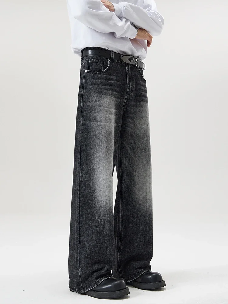Men Jeans Autumn Vintage Distressed Baggy Straight Korean High Street Denim Pants Streetwear 4 Colors