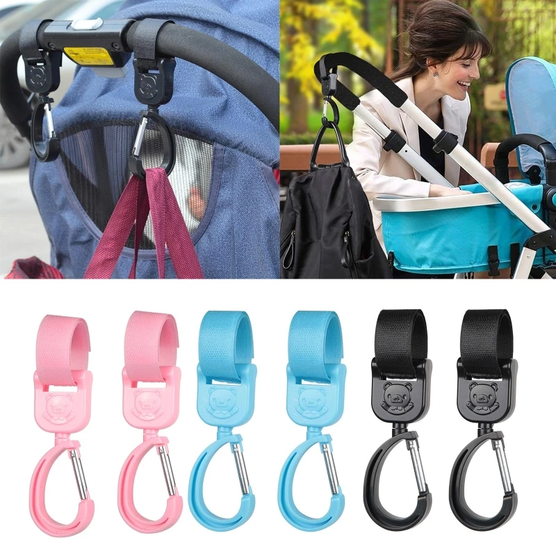 2pcs Baby Hanger Baby Bag Stroller Hooks Pram Rotate 360 Degree Baby