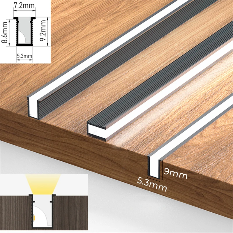 Mini ultra-cienki szafka LED profile aluminiowe Strip lampa wpuszczany niewidoczny kanał mleczny dyfuzor szafa półka Panel kolumna świetlna