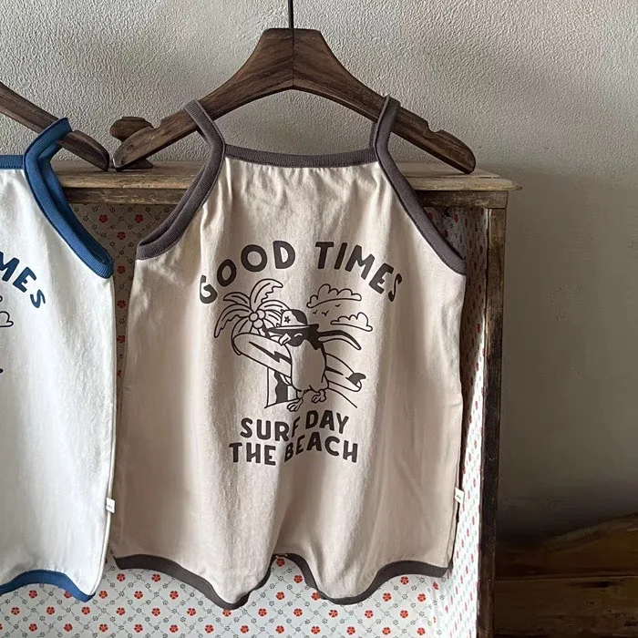 صيف جديد طفل أكمام حبال لطيف الكرتون طباعة بذلة للرضع صبي فتاة القطن سترة نيسيي الملابس 0-24 متر