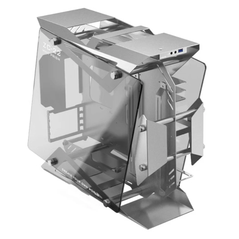ZC-22 Double-sided transparent All-aluminum tempered glass open split water-cooled e-sports game MOD case
