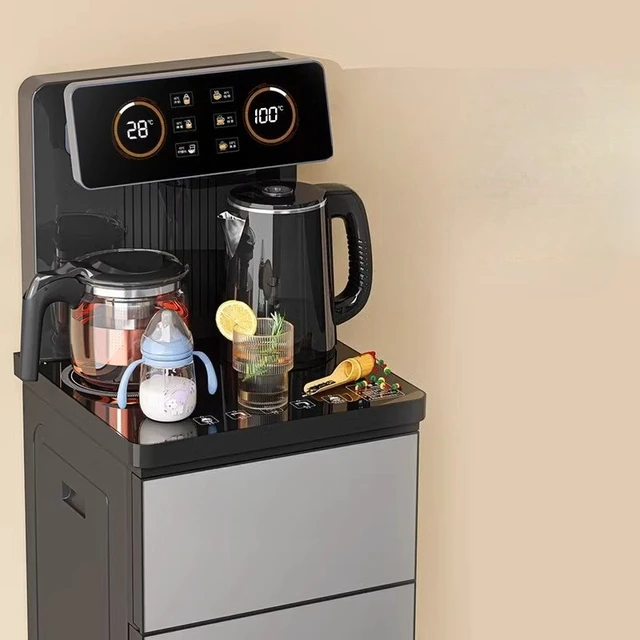 220V Automatic Vertical Water Dispenser Tea Bar Machine With Remote Control Dual Temperature Display Dual Outlet 6