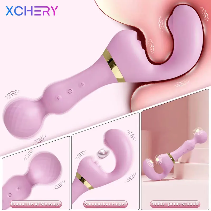 Leistungsstarker 2-in-1-AV-Vibrator, Sexspielzeug, Dildo für Frauen, weiblicher Zauberstab, Klitoris-Stimulator, USB-Aufladung, 20 Modi, G-Punkt-Massagegerät 1