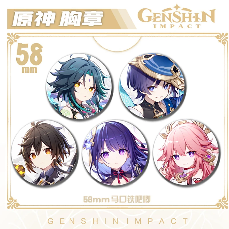 Distintivo Glitter Serie Impact Genshin Impact Kaedehara Kazuha Scaramouche Raiden Shogun Ganyu Xiao Spille In Banda Stagnata