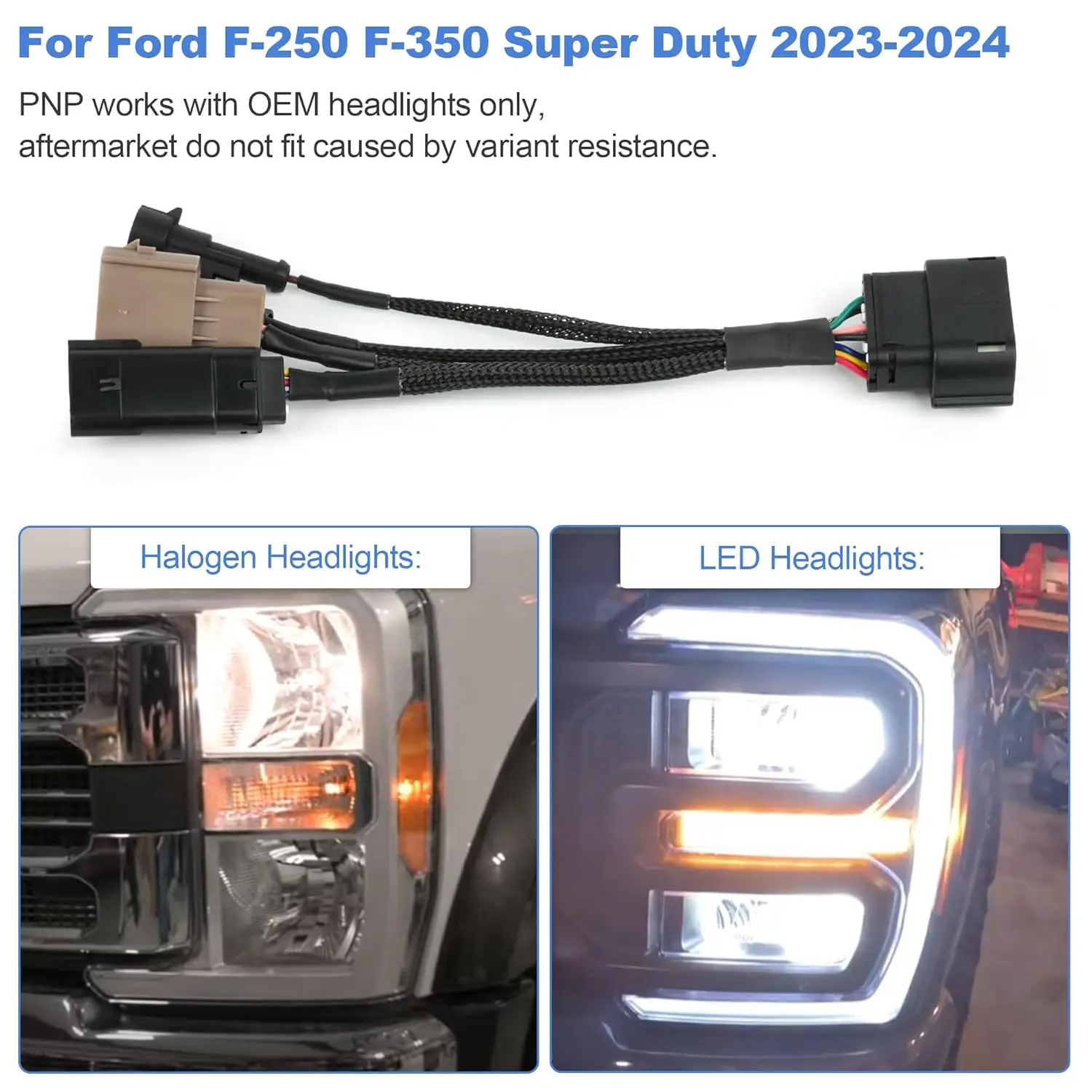 포드 F-250 F-350 슈퍼 듀티 트럭 스탠다드/익스텐디드/크루용 할로겐에서 LED 헤드라이트 어댑터 변환 배선 하네스 키트