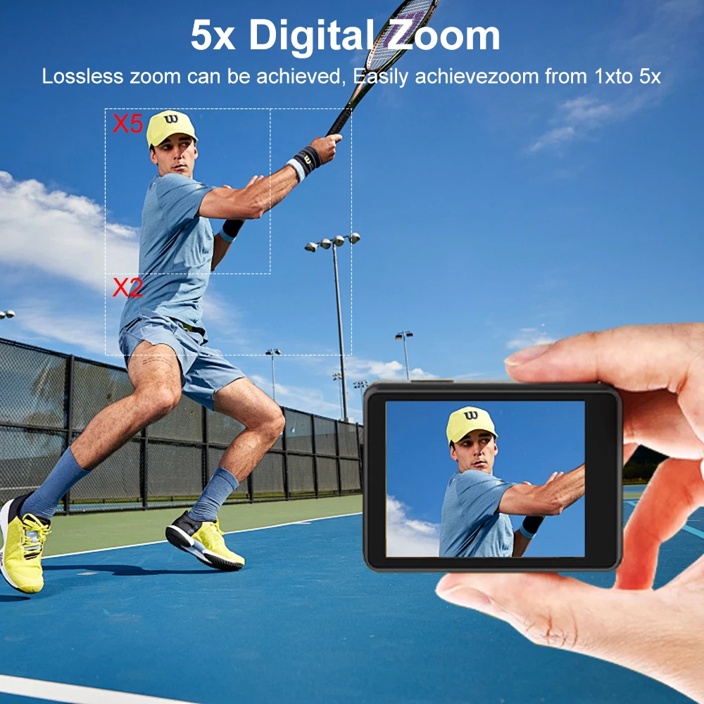 5K Action Camera 4K60FPS Dual IPS Touch LCD WiFi 170° DVR Action Cam 30M Waterproof 5X Zoom Sports Camera With Remote Control 5
