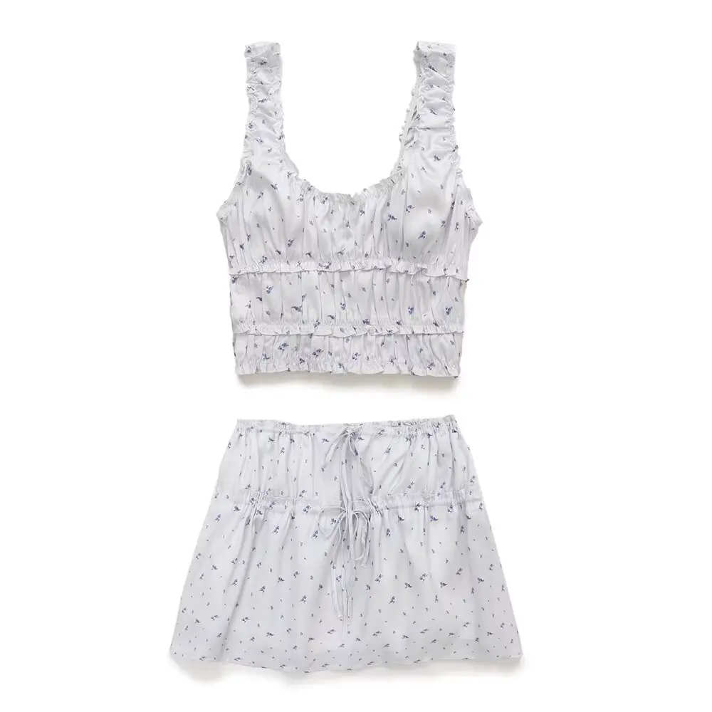 

Женский костюм из 2 предметов, новинка 2024, Модный яркий ламинированный костюм с декоративной атласной текстурой, Женское пальто + мини-юбка с принтом