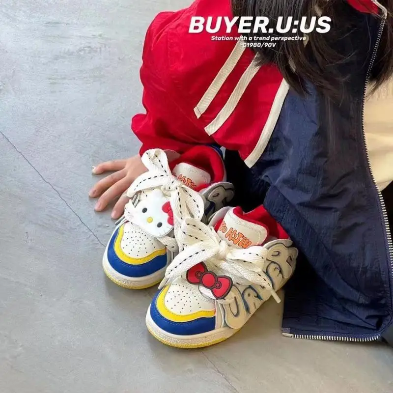 

Cute Cartoon Sanrioed Kuromi My Melody Hellokittys Sports Shoes Autumn and Winter New Princess Style Plush and Thickened Casual